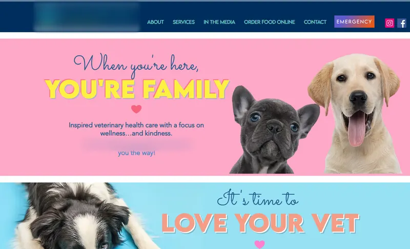 A Wix homepage from our tests, as it is today